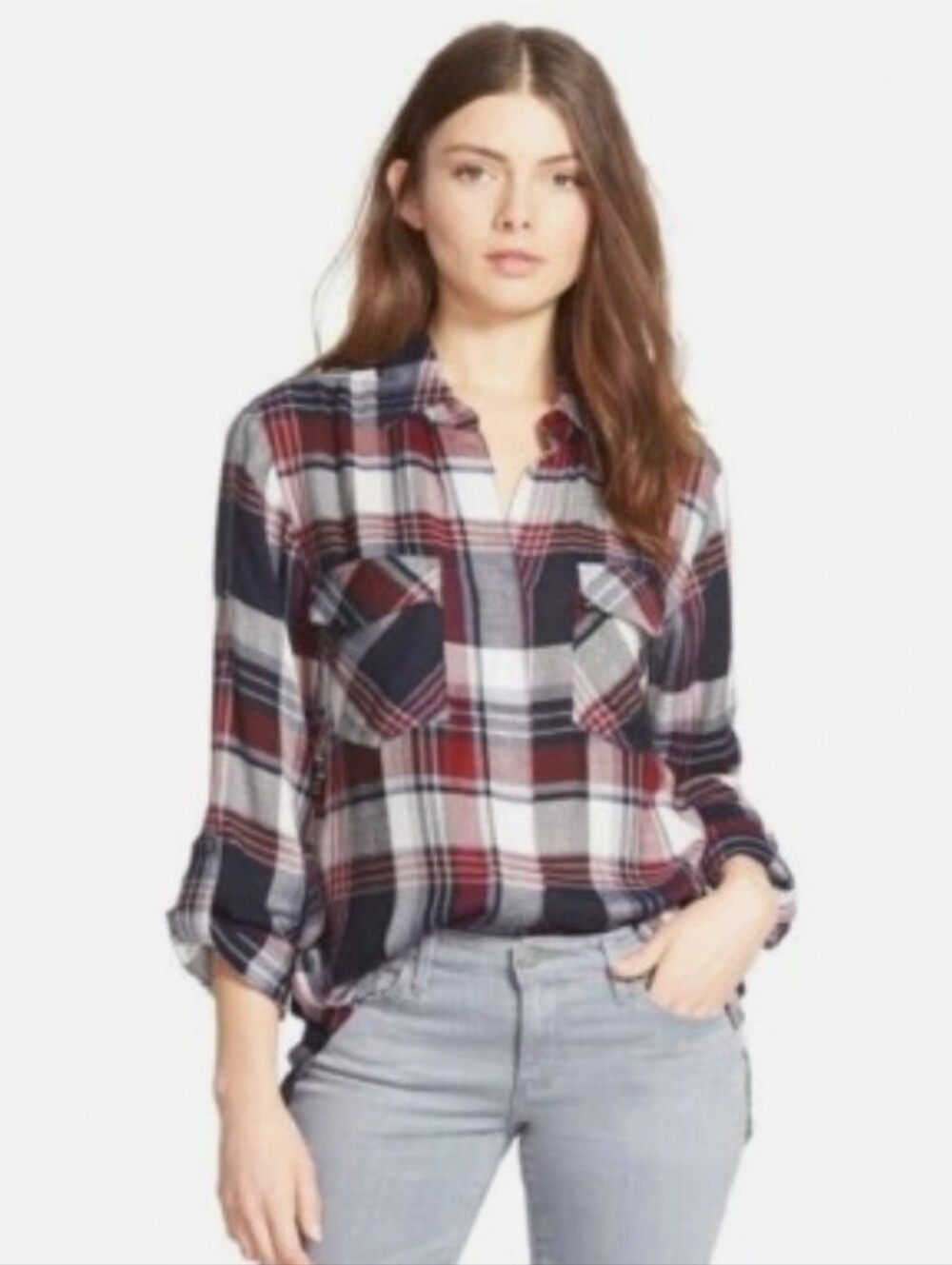 NWT Sam Edelman Riley Lace Back Plaid Shirt - Picture 4 of 10